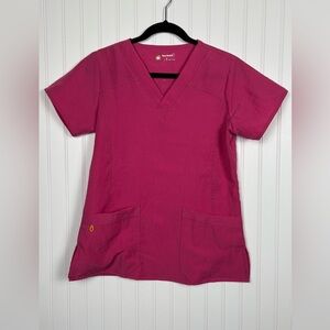 Four-Stretch Pink Short Sleeve Lightweight Scrub Top Healthcare Women’s Small